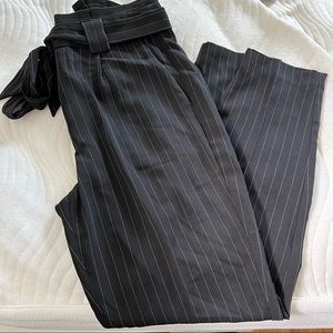 Express High Waisted Belted Pinstripe Ankle Pant